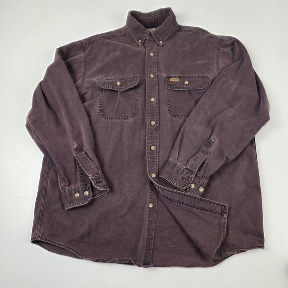 Carhartt Shirt Mens Extra Large Purple Faded Button Down Workwear Double Pocket - Picture 1 of 12